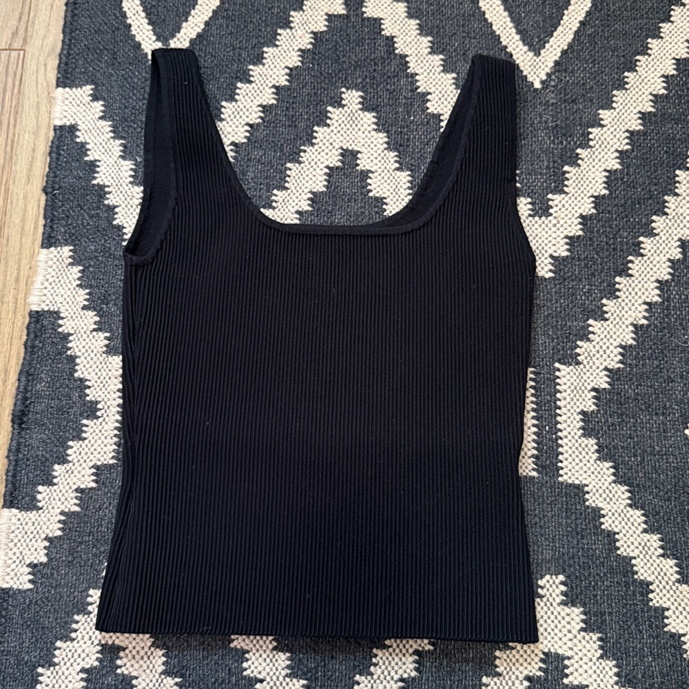 Open Edit Ribbed Tank Top - Black